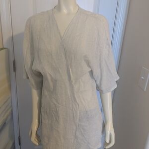 Tahari Light Blue Striped Kimono Style Top/Beach Wrap